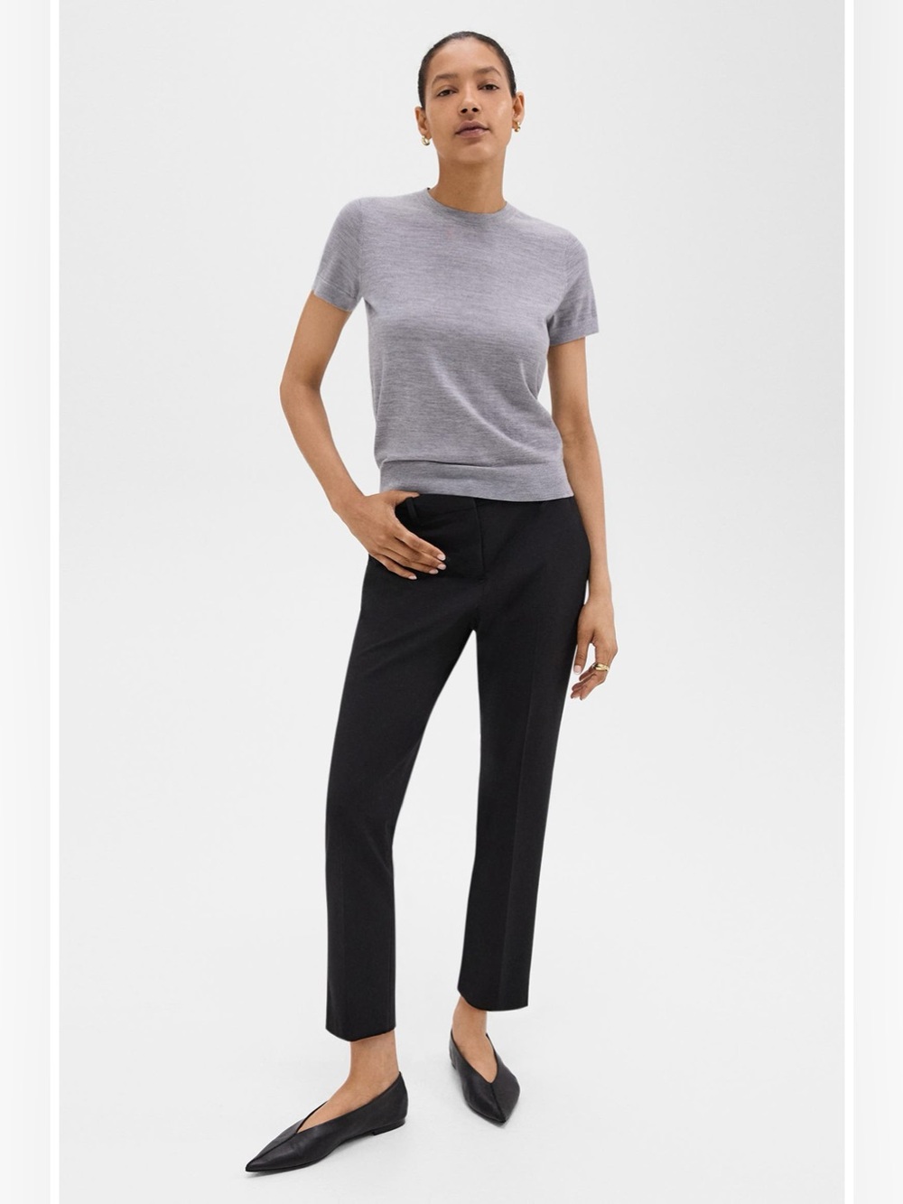 Theory Black Treeca 2 Crop Suit Pants 96% Wool